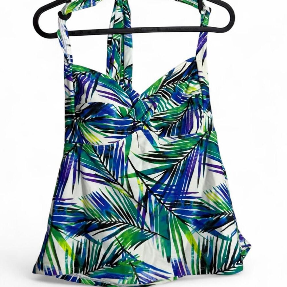 Y2K Catalina Bright Hawaiian Print halter neck swimsuit top. Size M (8-10)
